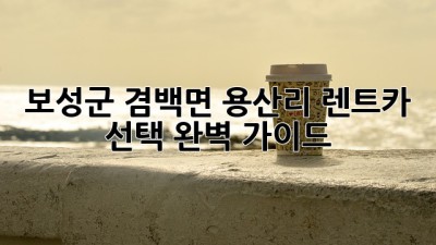 보성군 겸백면 용산리 렌트카 선택 완벽 가이드