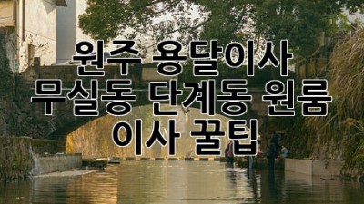 원주 용달이사: 무실동, 단계동 원룸 이사 꿀팁